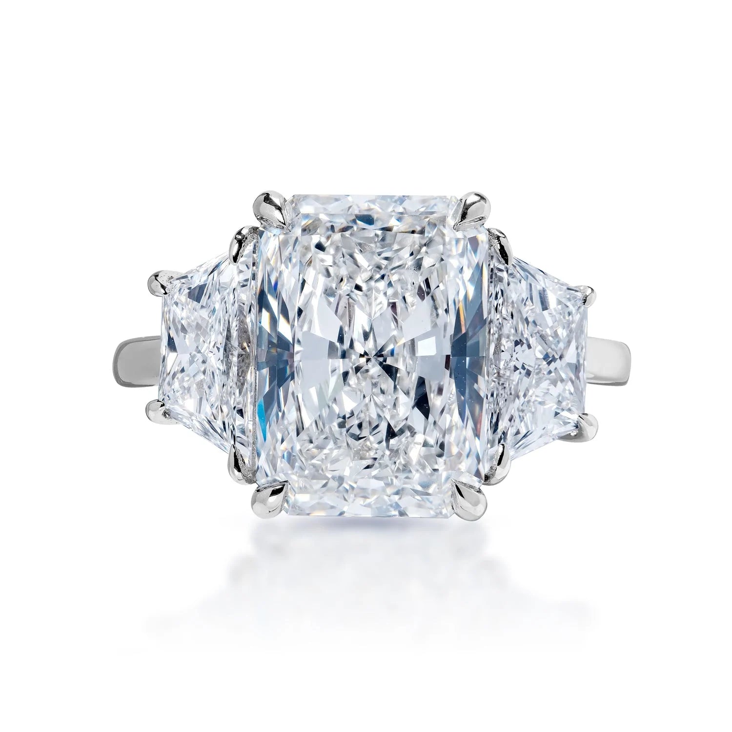 Lea 7 Carat F VVS2 Radiant Cut Lab Grown Diamond Engagement Ring in Platinum Front View