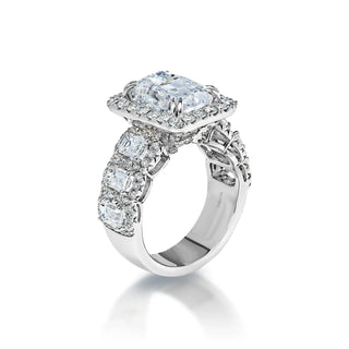 Leila 8 Carat Radiant Cut Lab Grown Diamond Engagement Ring. IGI Certified Side View