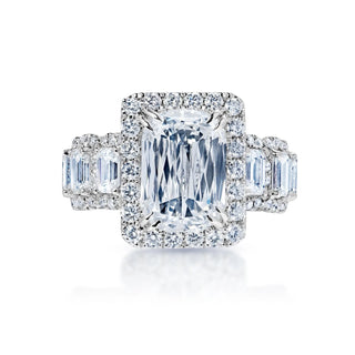Leila 8 Carat Radiant Cut Lab Grown Diamond Engagement Ring. IGI Certified Front View