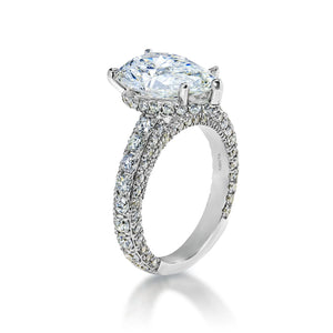Lillie 6 Carat F VS1 Pear Shape Lab Grown Diamond Engagement Ring in 18K White Gold Side View