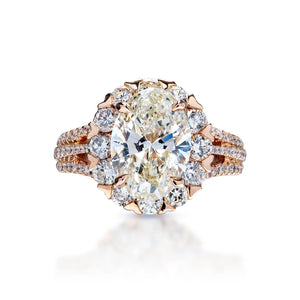Laylah 4 Carat Oval Cut Lab Grown Diamond Engagement Ring in 14 Karat Rose Gold Front View