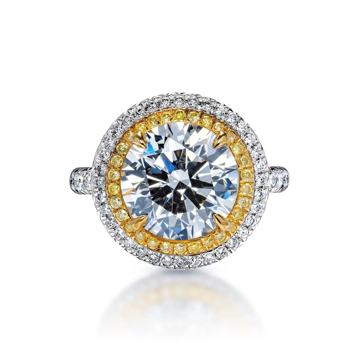 Lauryn 5 Carat H VS1 Round Brilliant Lab Grown Diamond Engagement Ring in 18 Karat White Gold Front View