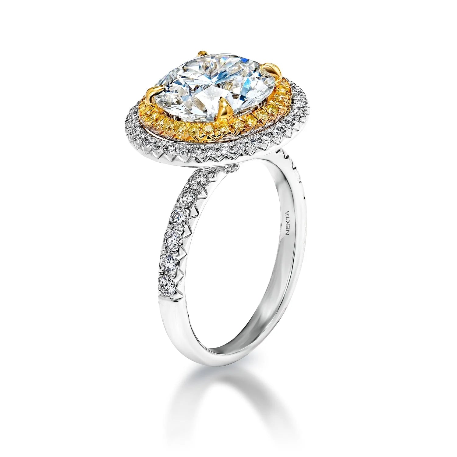 Lauryn 5 Carat H VS1 Round Brilliant Lab Grown Diamond Engagement Ring in 18 Karat White Gold Side View
