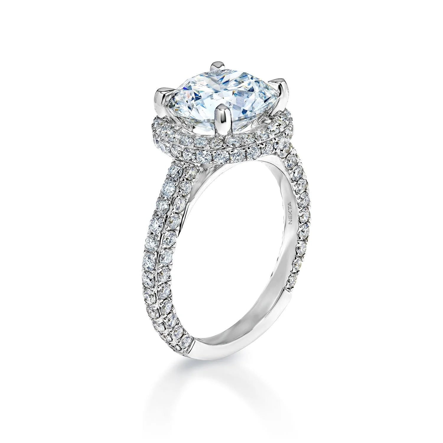 Lexie 5 Carat G VS2 Round Brilliant Lab Grown Diamond Engagement Ring in 18 Karat White Gold Side View