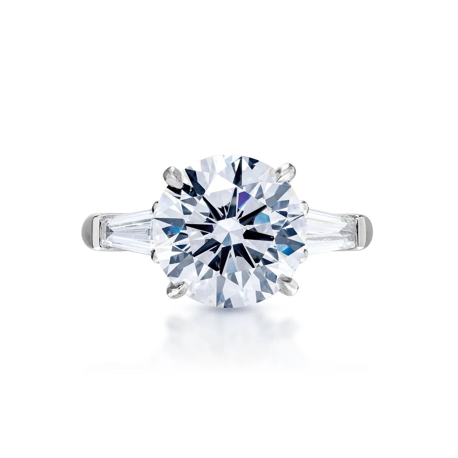 Lux 4 Carat G VS1 Round Brilliant Lab Grown Diamond Engagement Ring in Platinum Front View'