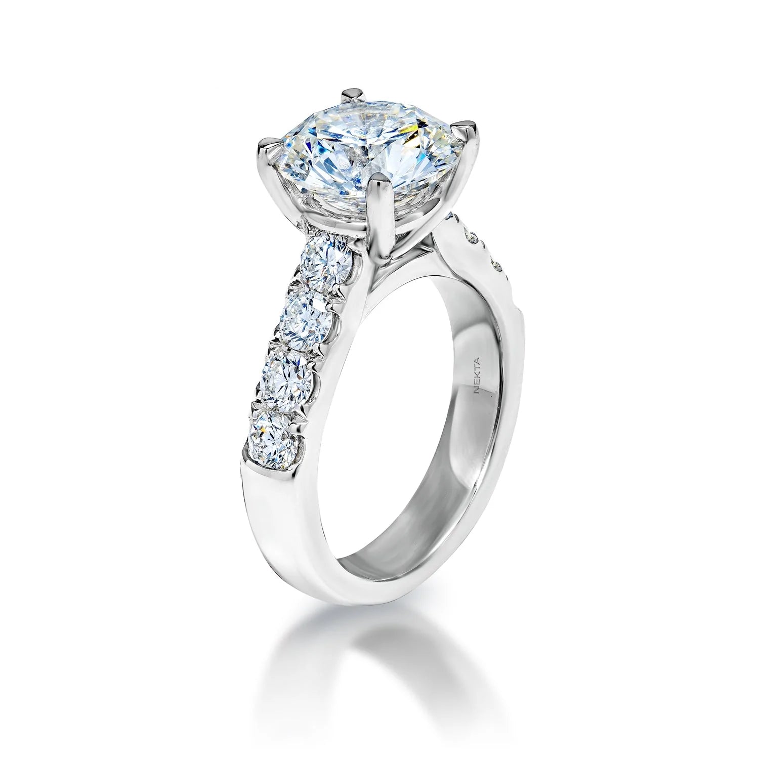 Luella 5 Carat H VS1 Round Brilliant Lab Grown Diamond Engagement Ring in Platinum Side View