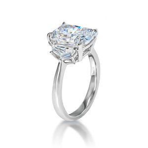 Lenora 4 Carat H VS1 Radiant Cut Lab Grown Diamond Engagement Ring in Platinum Side View