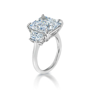 Leena 10 Carat F VS1 Princess Cut Lab Grown Diamond Engagement Ring in Platinum Side View