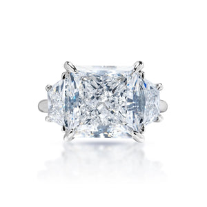 Leena 10 Carat F VS1 Princess Cut Lab Grown Diamond Engagement Ring in Platinum Front View