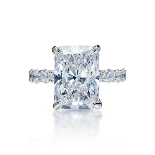 Laine 10 Carat F VS2 Radiant Cut Lab Grown Diamond Engagement Ring in Platinum Front View