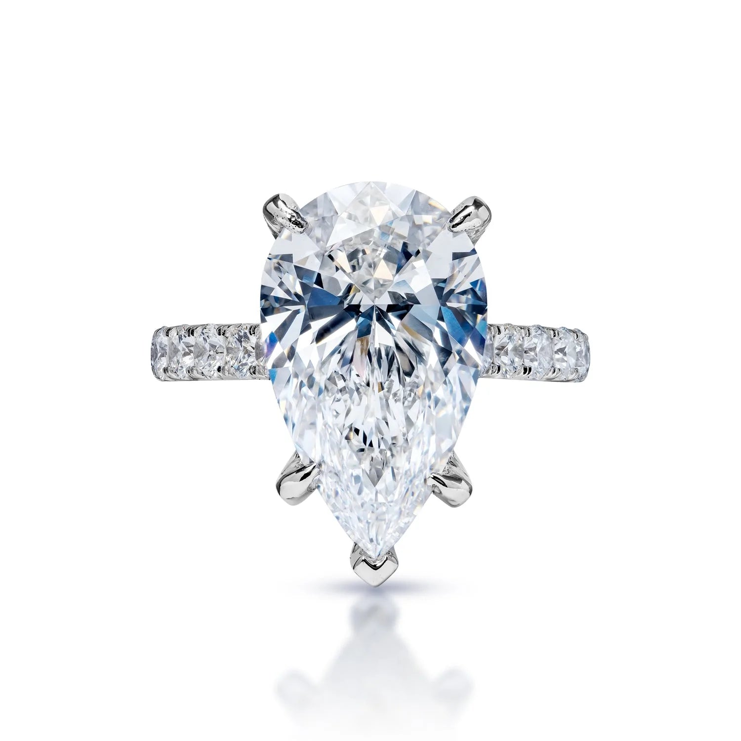Lillianna 9 Carat H VS1 Pear Shape Lab Grown Diamond Engagement Ring in White Gold Front View 