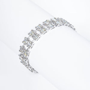 Myla 14 Carats Combined Mixed Shape Diamond Double Row Bracelet in 14k White Gold  on wrist view