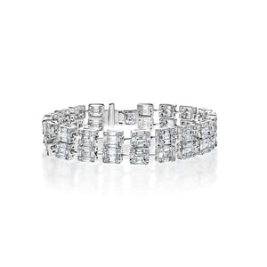 Myla 14 Carats Combined Mixed Shape Diamond Double Row Bracelet in 14k White Gold Full view