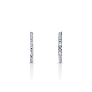 Ana 5 Carat Asscher Cut Diamond Hoop Earrings in 14k White Gold Front View