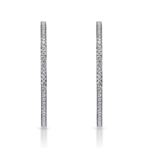 Litzy 2 Carats Round Brilliant Diamond Hoop Earrings in 14k White Gold Front View