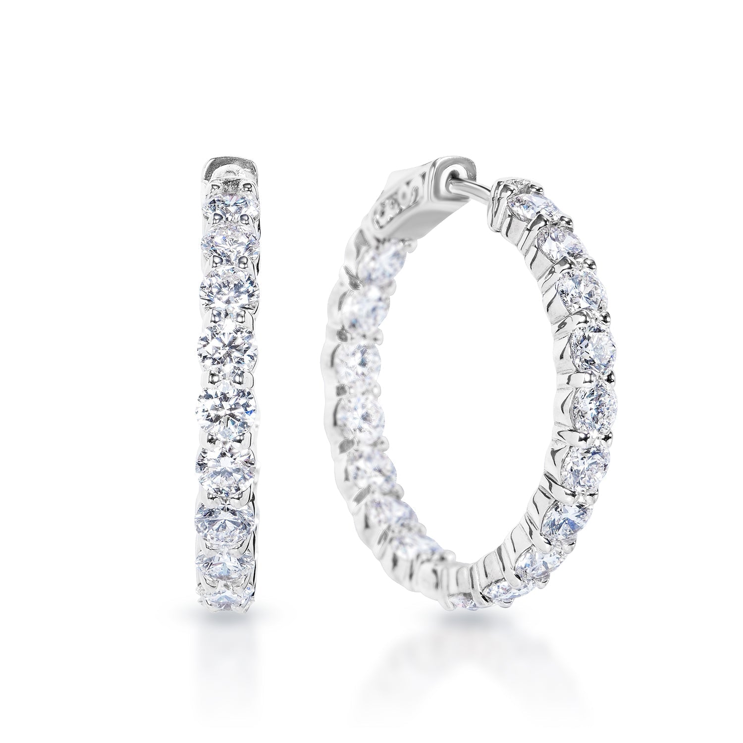 Silver 1 Carat Diamond Hoop Earrings – Silver Chic
