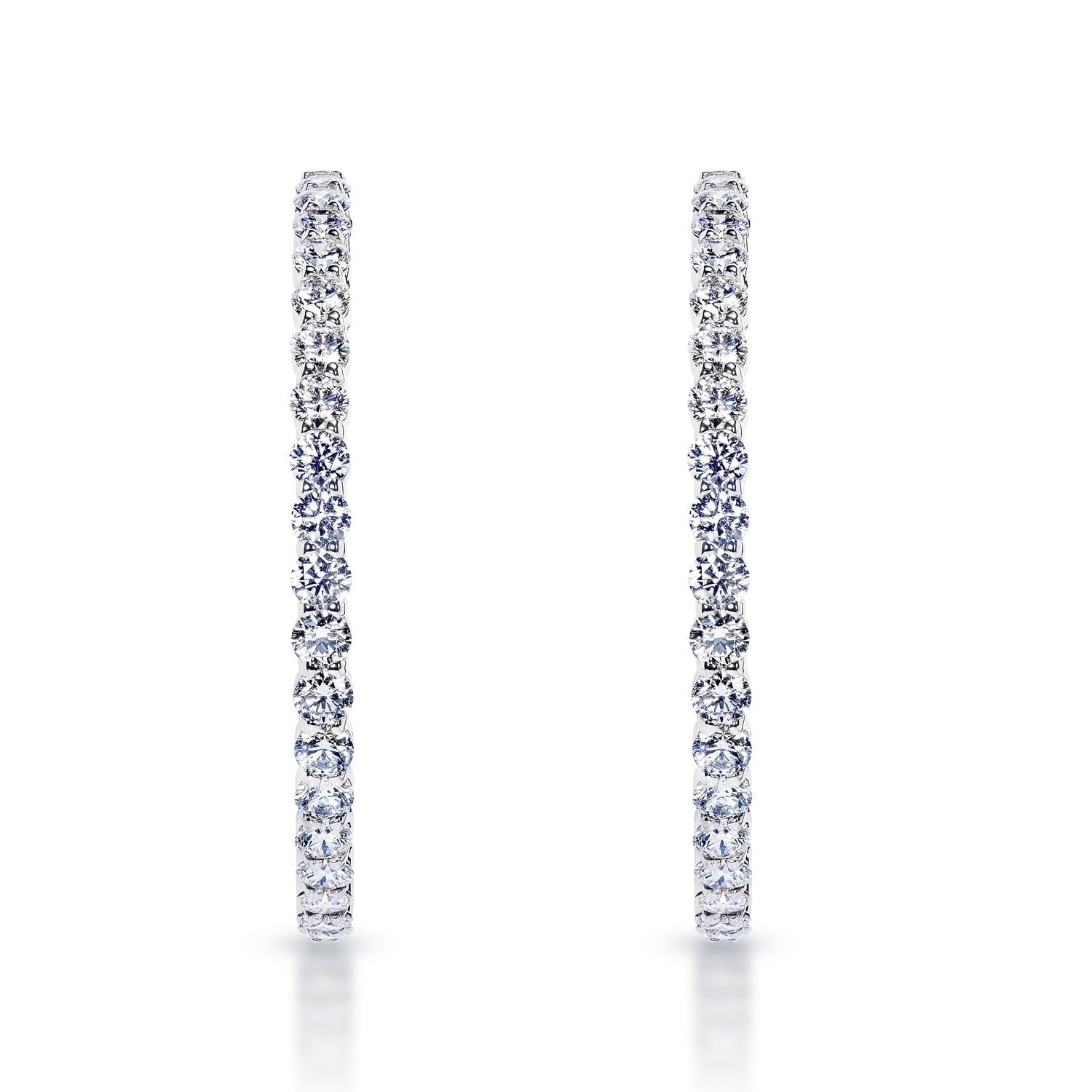 Livie 18 Carats Round Brilliant Lab Grown Diamond Hoop Earrings in 14k White Gold Front View