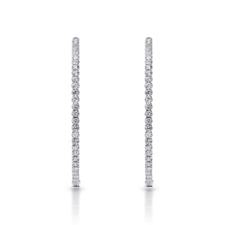 Jenna 3.25 Carat Round Brilliant Diamond Hoop Earrings in 14k White Gold Front View