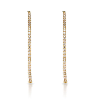Cynthia 4 Carat Round Brilliant Diamond Hoop Earrings in 14k Yellow Gold Front View