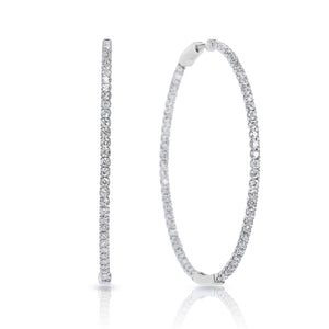 Kylee 4 Carat Round Brilliant Diamond 56 mm Hoop Earrings Front and Side View