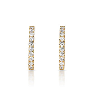 Danna 6 Carat Round Brilliant Diamond Hoop Earrings in 14k Yellow Gold Front View