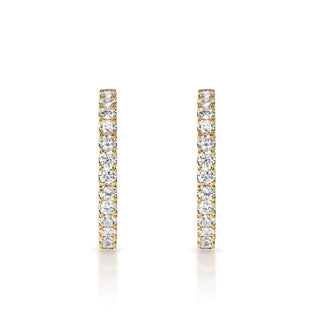Serenity 1.5 inch 9 Carat Round Brilliant Diamond Hoops Earrings in 14k Yellow Gold Front View