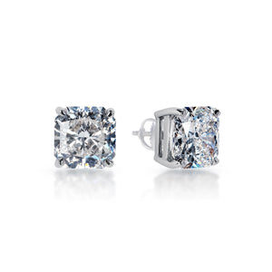 Lesly 6 Carat Radiant Cut Lab Grown Diamond Studs Earrings in 14k White Gold Front and Side View