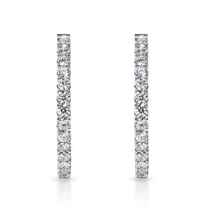 Finley 11 Carat Round Brilliant Cut Earth Mined Diamond Hoop Earrings in 14 Karat White Gold Front View