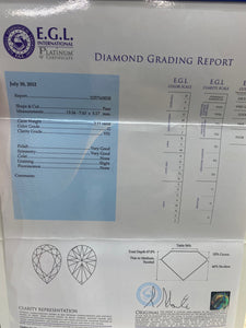 Sophie 4 Carat Pear Shape G VS1 Diamond Engagement Ring in 18k White Gold. EGL Certificate