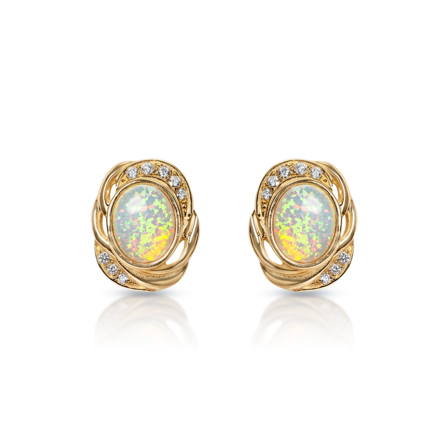 Mary 0.25 Carats 16 Diamonds Round Brilliant Stud Earrings in 14k Yellow Gold Front View