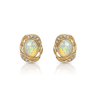 Mary 0.25 Carats 16 Diamonds Round Brilliant Stud Earrings in 14k Yellow Gold Front View