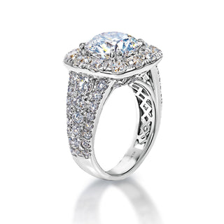 Ashley 7 Carat E SI2 Round Brilliant Diamond Engagement Ring in18k White Gold. Side VIew