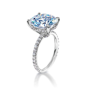 Callie 7 Carat E VVS1 Round Brilliant Diamond Engagement Ring in 18k White Gold. Side View