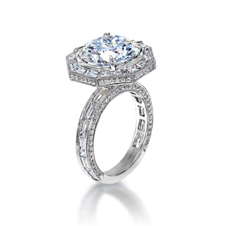 Kinley 8 Carat H IF Round Brilliant Diamond Engagement Ring in 18k White Gold. GIA Certified Side View
