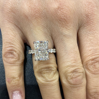 Laine 10 Carat F VS2 Radiant Cut Lab Grown Diamond Engagement Ring in Platinum