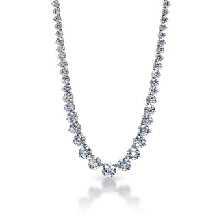 Lotty 85 Carats Round Brilliant Diamond Necklace in 14k White Gold Front View