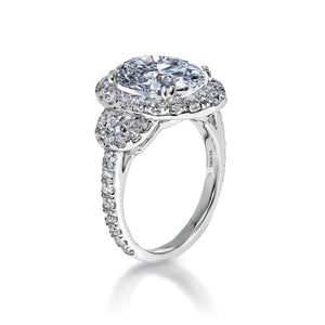 Laramie 6 Carats I VVS2 Lab Grown Oval Cut Diamond Engagement Ring in 18k White Gold Side View