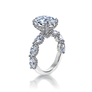 Lior 7 Carats H VS2 Lab Grown Oval Cut Diamond Engagement Ring in 18k White Gold Side View