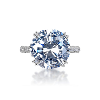 Amalia 8 Carats E VS2 Round Brilliant Diamond Engagement Ring in 18k White Gold Front View