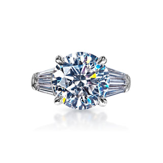Alanna 6 Carats E VS1 Round Brilliant Diamond Engagement Ring in Platinum Front View