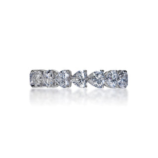 Beatrice 4 Carats Heart Shape Diamond Eternity Band in 18k White Gold Shared Prong Front View