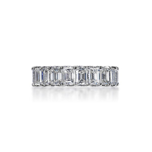 Siena 7 Carat Emerald Cut Diamond Eternity Band in 14k White Gold Shared Prong Front View
