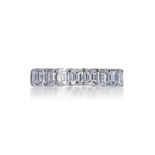 Allie 5 Carat Emerald Cut Diamond Eternity Band in 14k White Gold Shared Prong Front View