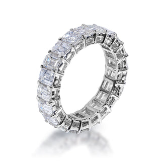 Allie 5 Carat Emerald Cut Diamond Eternity Band in 14k White Gold Shared Prong Side View