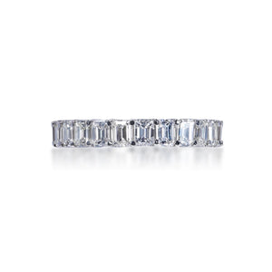 Julian 5 Carat Emerald Cut Diamond Eternity Band in 14k White Gold Shared Prong Front View