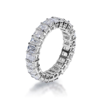 Alicia 5 Carat Emerald Cut Diamond Eternity Band in 14k White Gold Shared Prong Side View