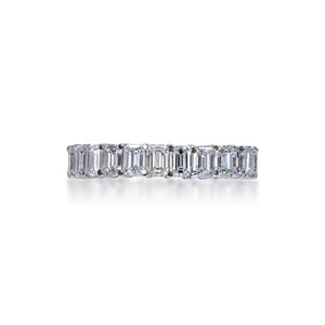 Alicia 5 Carat Emerald Cut Diamond Eternity Band in 14k White Gold Shared Prong Front View