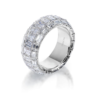 Elisa 7 Carat Emerald Cut Diamond Eternity Band in 18k White Gold Shared Prong Side View