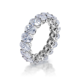 Brielle 7 Carat Oval Cut Diamond Eternity Band in 14k White Gold U-Shape Shared Prong Side View