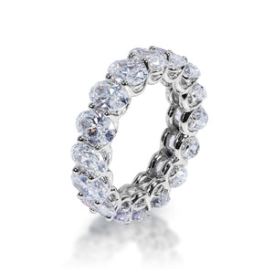 Aubree 8 Carat Oval Cut Diamond Eternity Band in 14k White Gold U-Shape Shared Prong Side View
